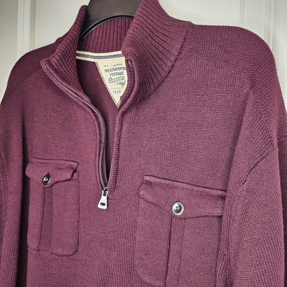 NWT Weatherproof Vintage Mens XXL Cotton Maroon Quarter Zip Mock Neck Sweater - Picture 8 of 8